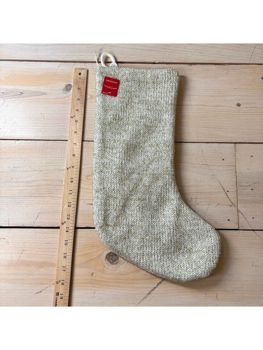 Wondershop NWT Gold Metallic Threaded Christmas Stocking